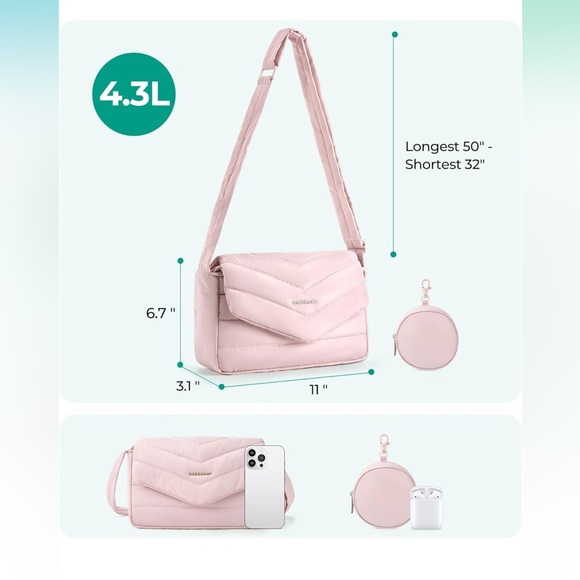 Bagsmart puffer crossbody bag black new - Picture 2 of 4